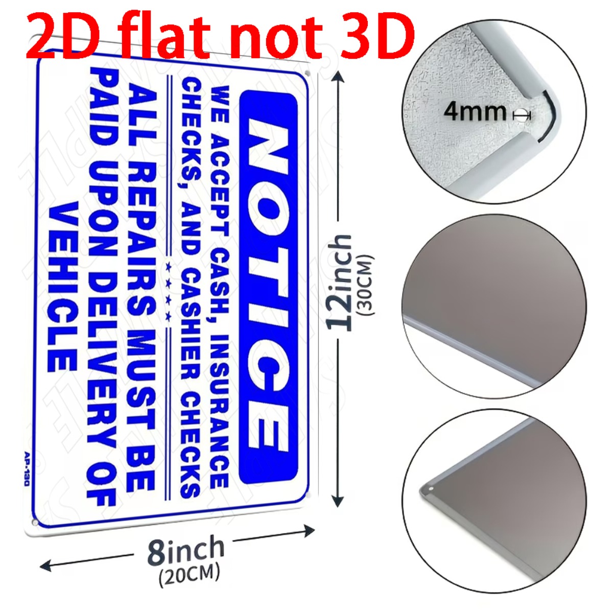 2D Flat Non‑3D Metal Wall Sign - Auto Repair Shop Insurance recension och pris