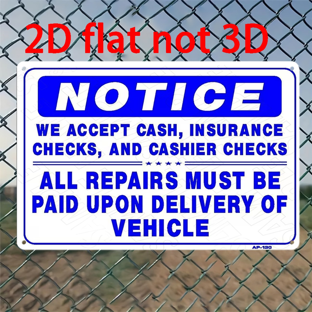 2D Flat Non‑3D Metal Wall Sign - Auto Repair Shop Insurance recension och pris
