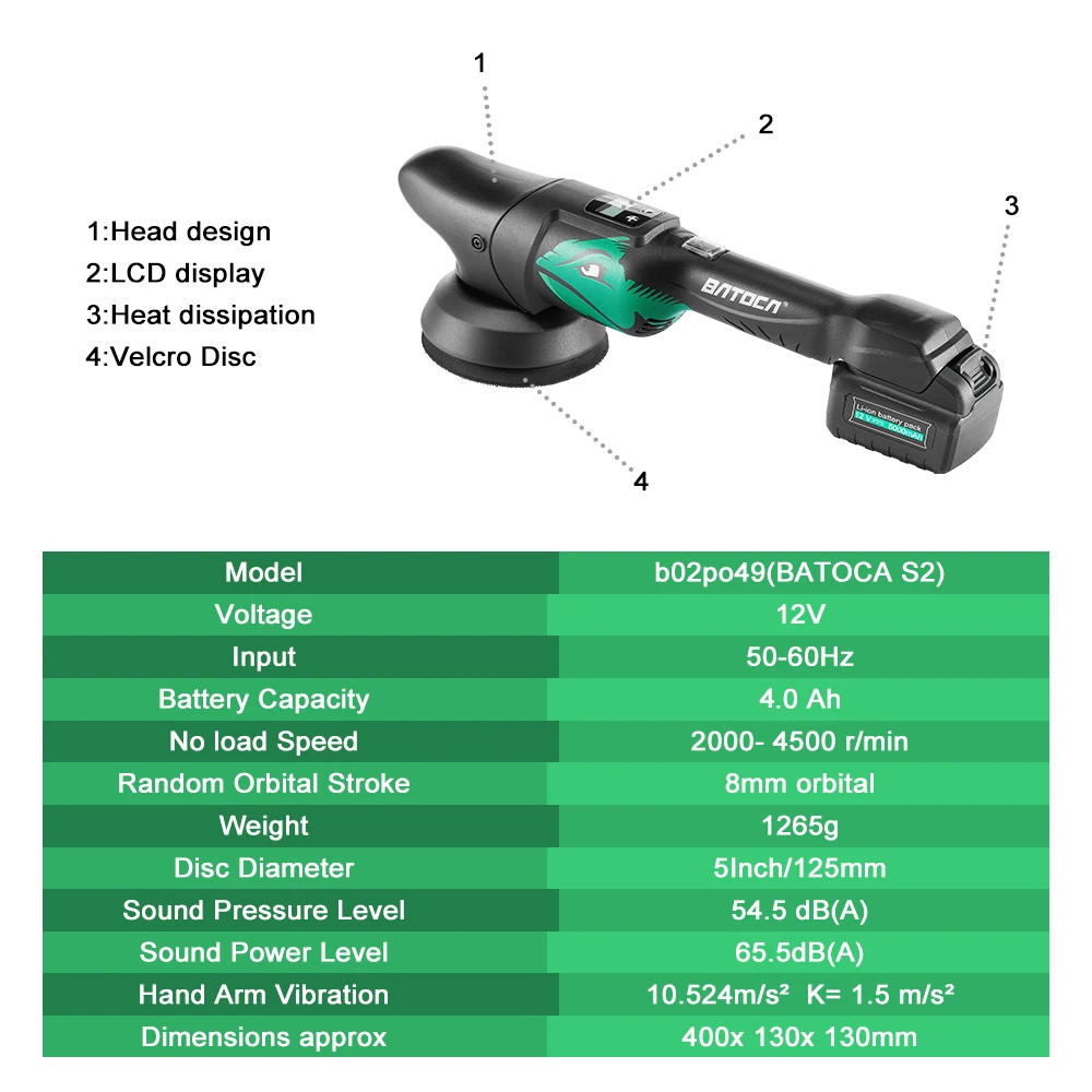 BATOCA S2 4.0Ah 5Inch Cordless - Orbital Polisher Da recension och pris